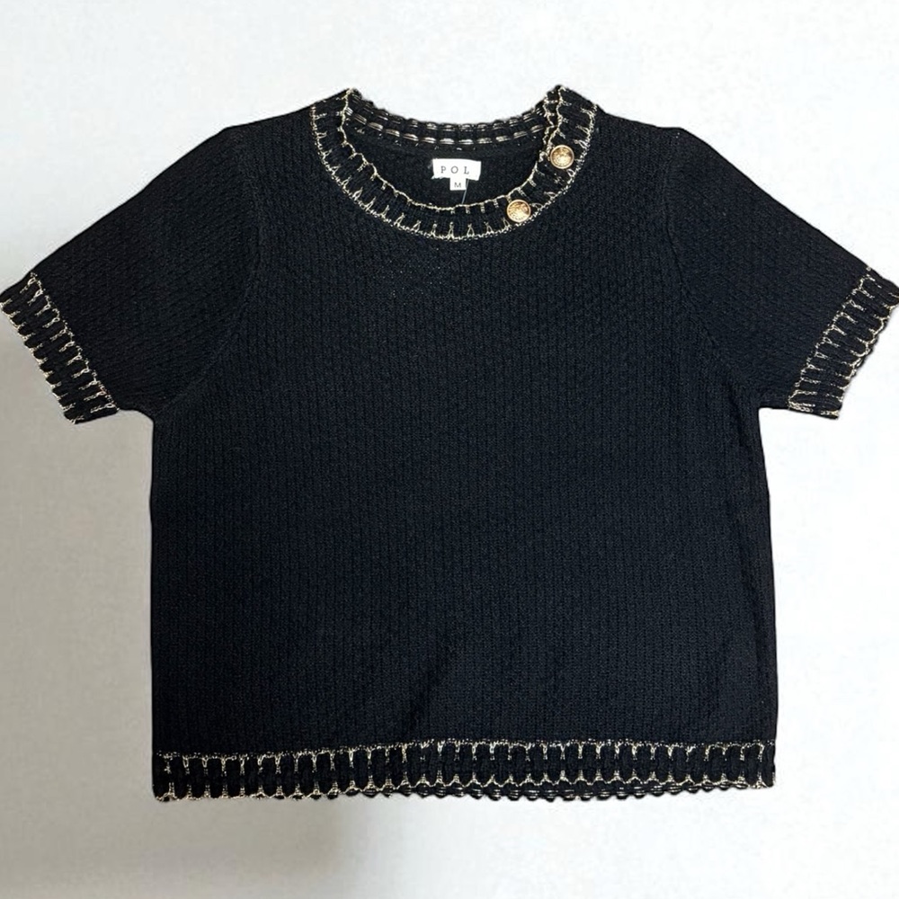 POL Black Sweater with Gold Accents